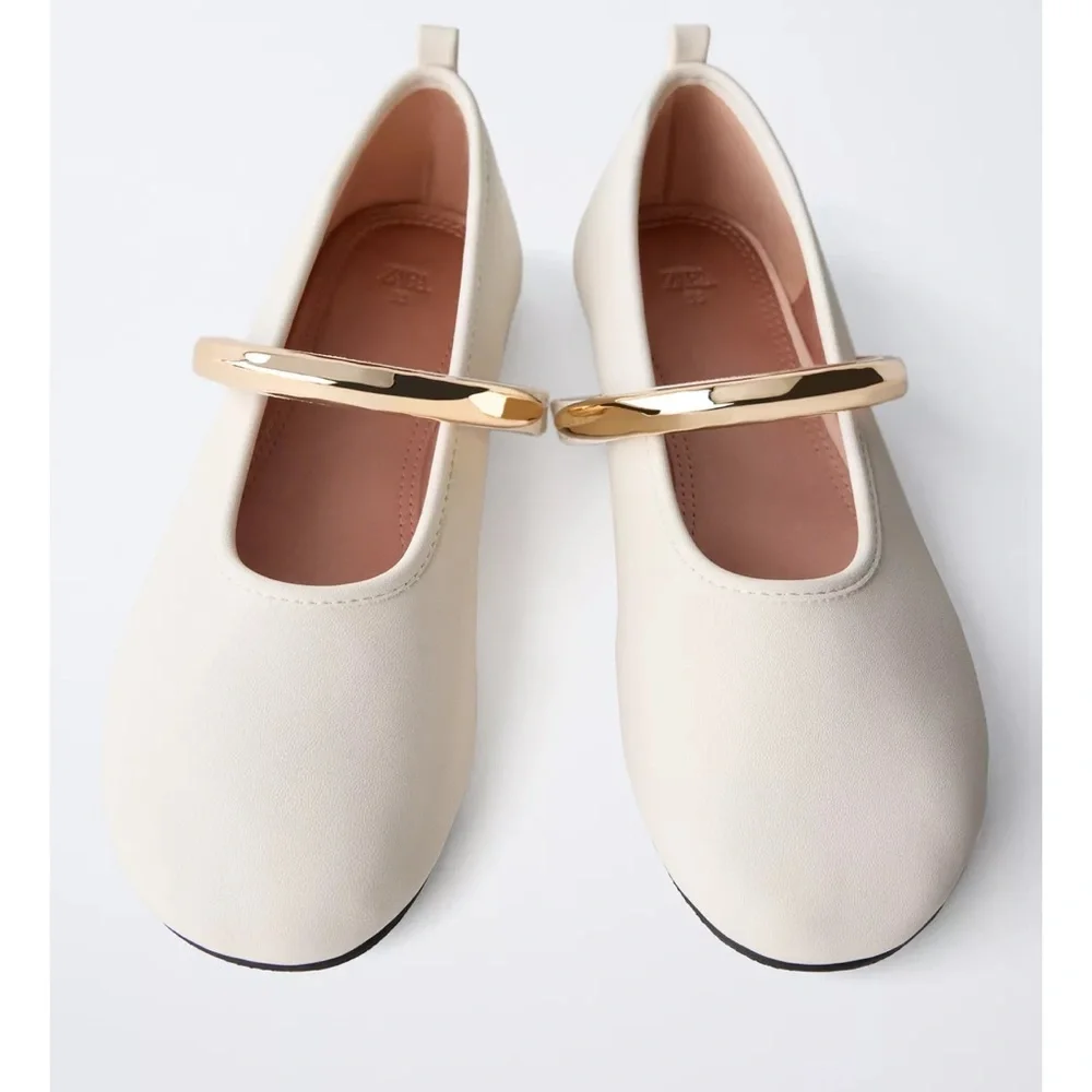 NWT brand new Zara metallic strap ballet flats size 37 - Picture 5 of 9